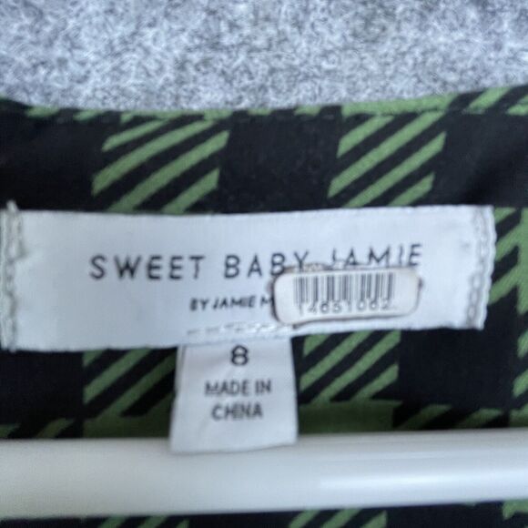 Sweet Baby Jamie Dress Womens 8 Green Plaid Secretary Tiered Ruffle Cottage - Picture 3 of 7